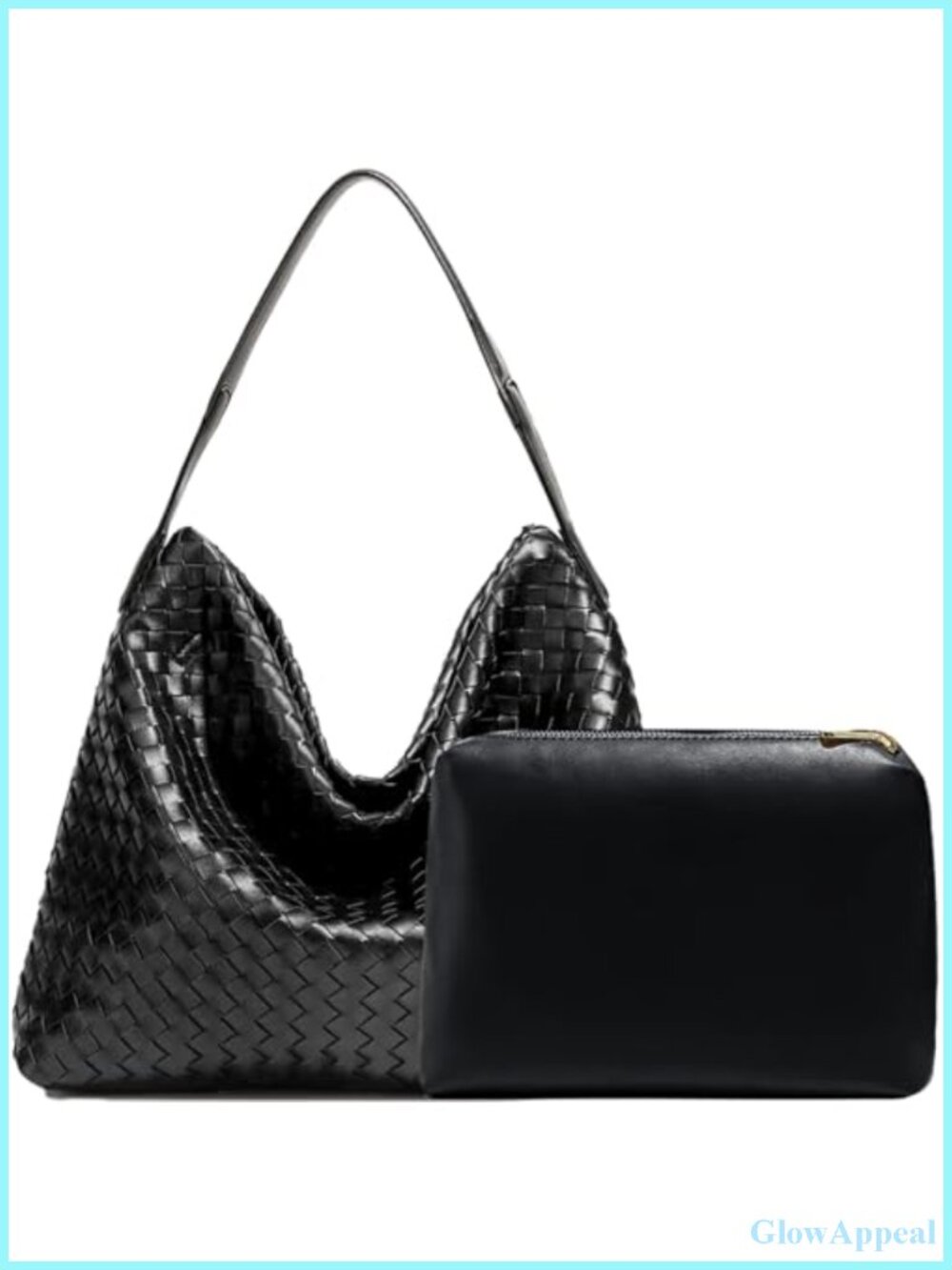 Vegan Leather Woven Hobo Tote Bag with Clutch Crossbody Shoulder Handbag